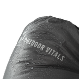 Water-resistant ultralight down booties fabric with water droplets on shell material