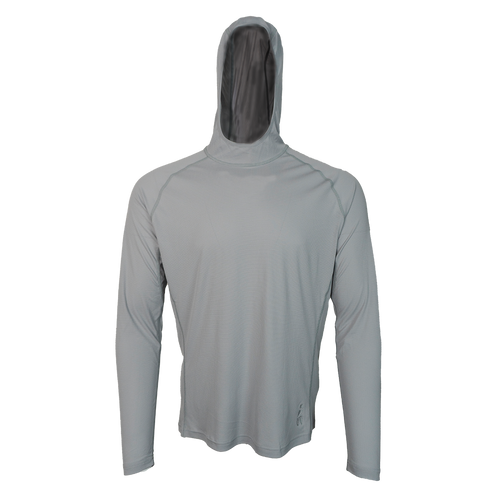 men's gray ultralight sun hoodie front view