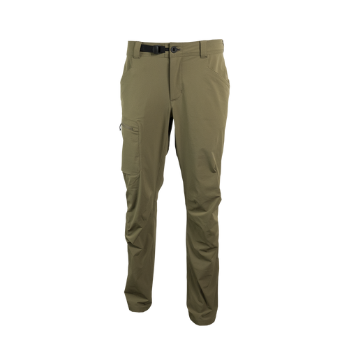 close front view of earthy brown men's hiking pants