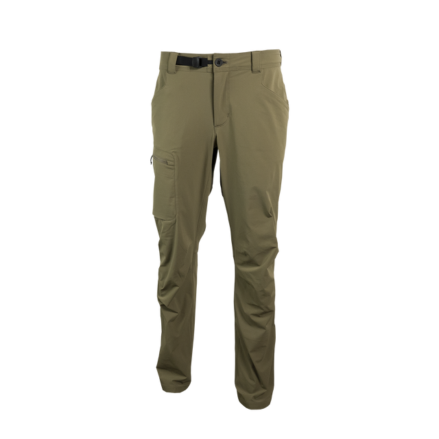 close front view of earthy brown men's hiking pants