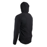 side rear view of black men's fleece mid layer hoodie