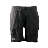 front view of men's black trail shorts for hiking and running