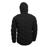 Outdoor Vitals Vantage Alpine Down Jacket in black – full back view showing hood and zero stitch baffle design