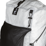 close view of Ultra fabric and ice axe loop on ultralight backpack
