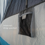 Ultralight trekking pole tent interior drop pocket for gear storage