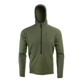 front view of olive green fleece mid layer