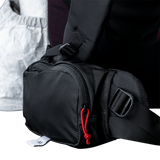 close view of large hip belt pocket on an ultralight backpack for hiking