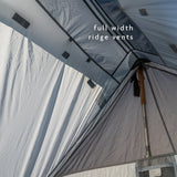 interior view of full width ridge vents on trekking pole tent