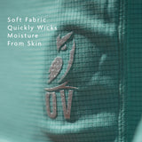 Close view of sun shirt fabric with moisture wicking properties