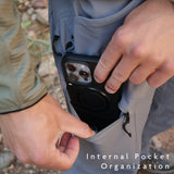 close side view of cargo pocket on men's hiking pants