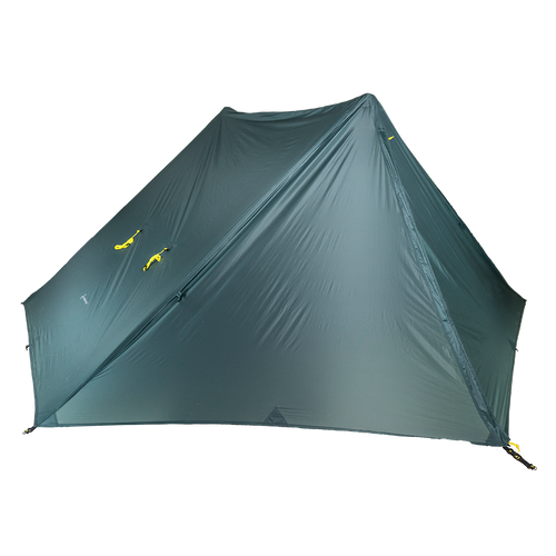 front view of arctic colored 2 person trekking pole tent