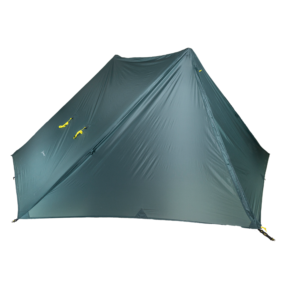 front view of arctic colored 2 person trekking pole tent