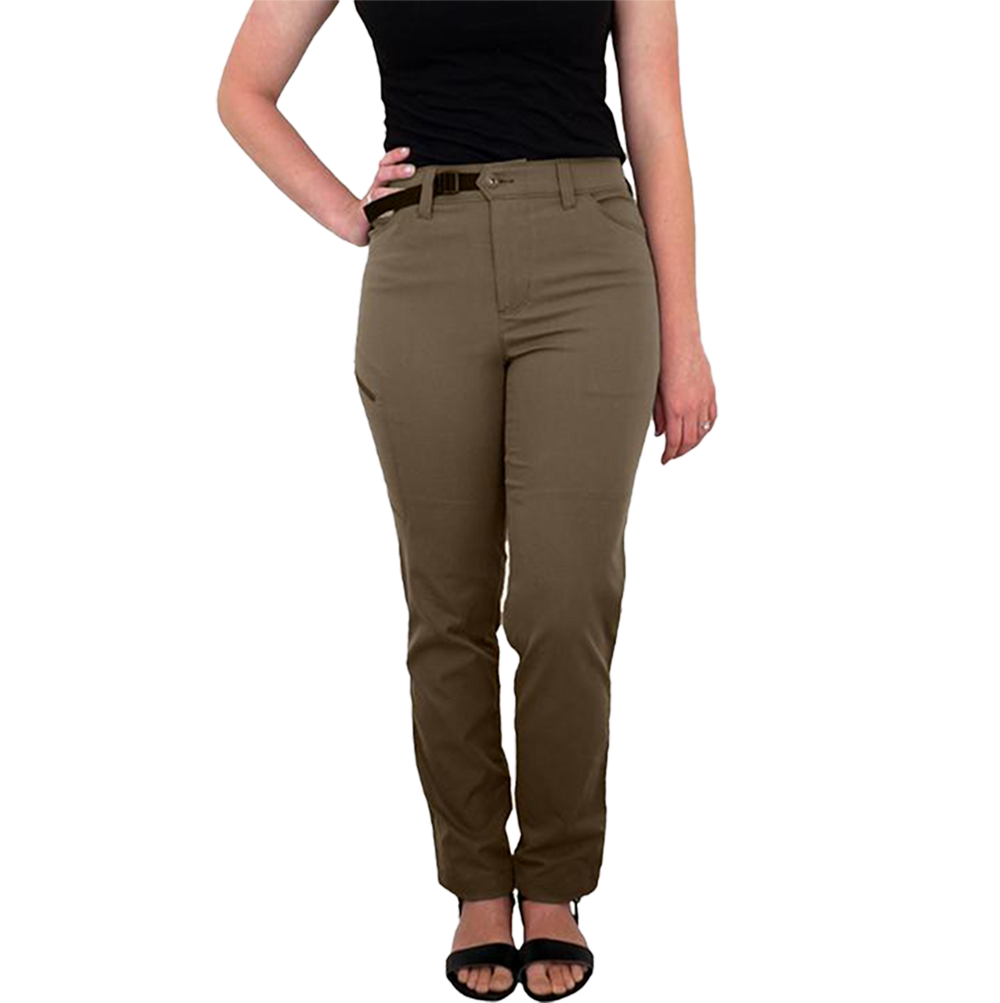 front view of brown women's outdoor pants