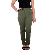 front view of green women's hiking pants