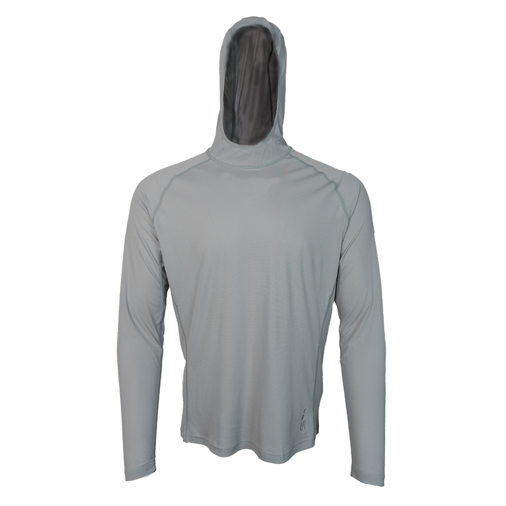 men's gray ultralight sun hoodie front view