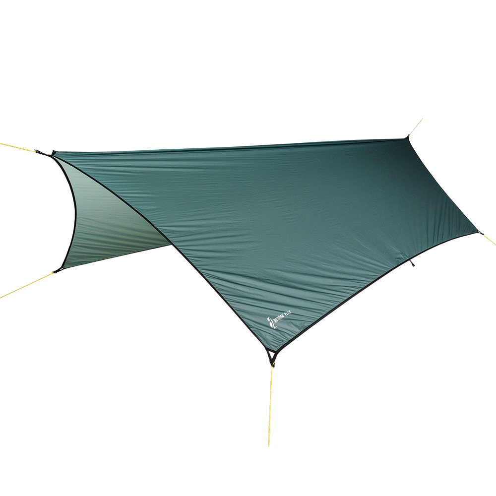 side view of arctic colored 6 sided tarp for ultralight backpacking