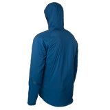 left rear view of men's blue active mid layer