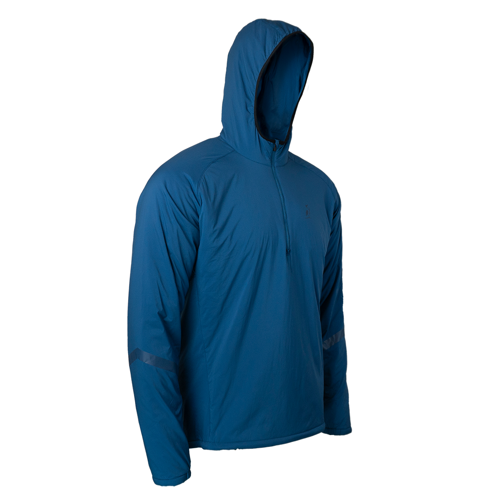 side view of men's technical mid layer hoodie