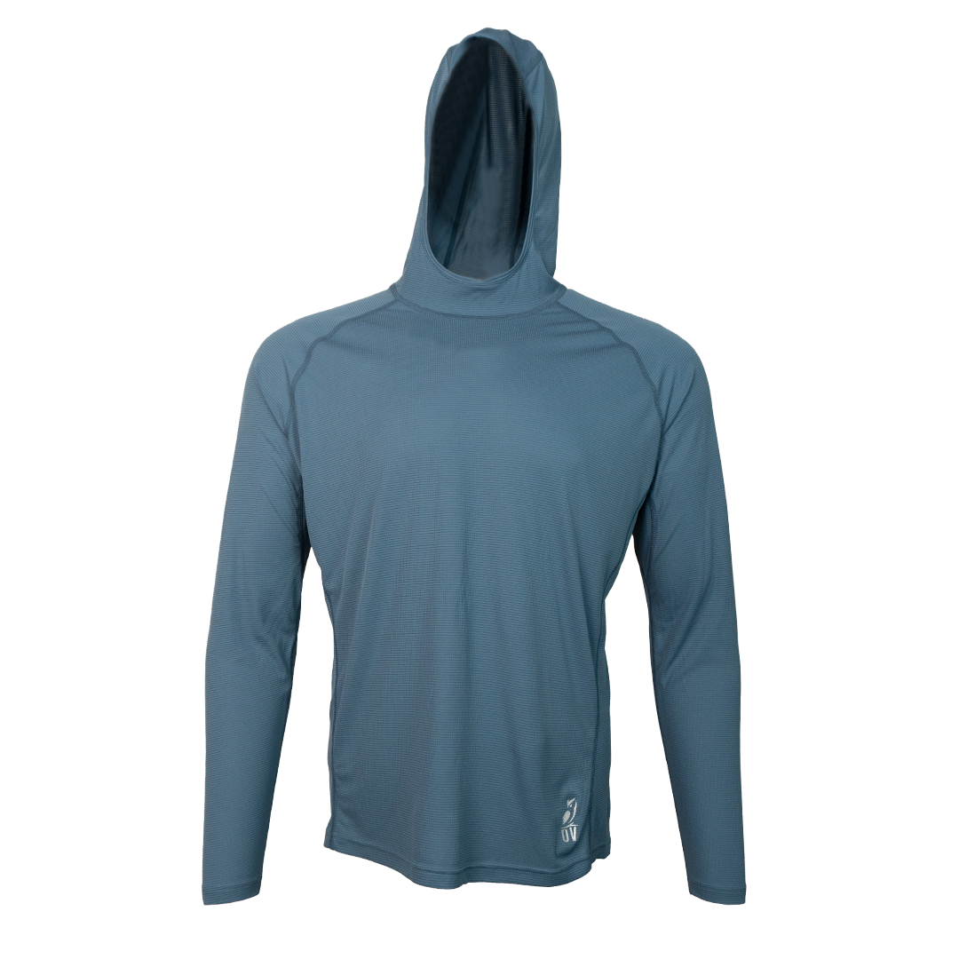 men's blue sun hoodie front view