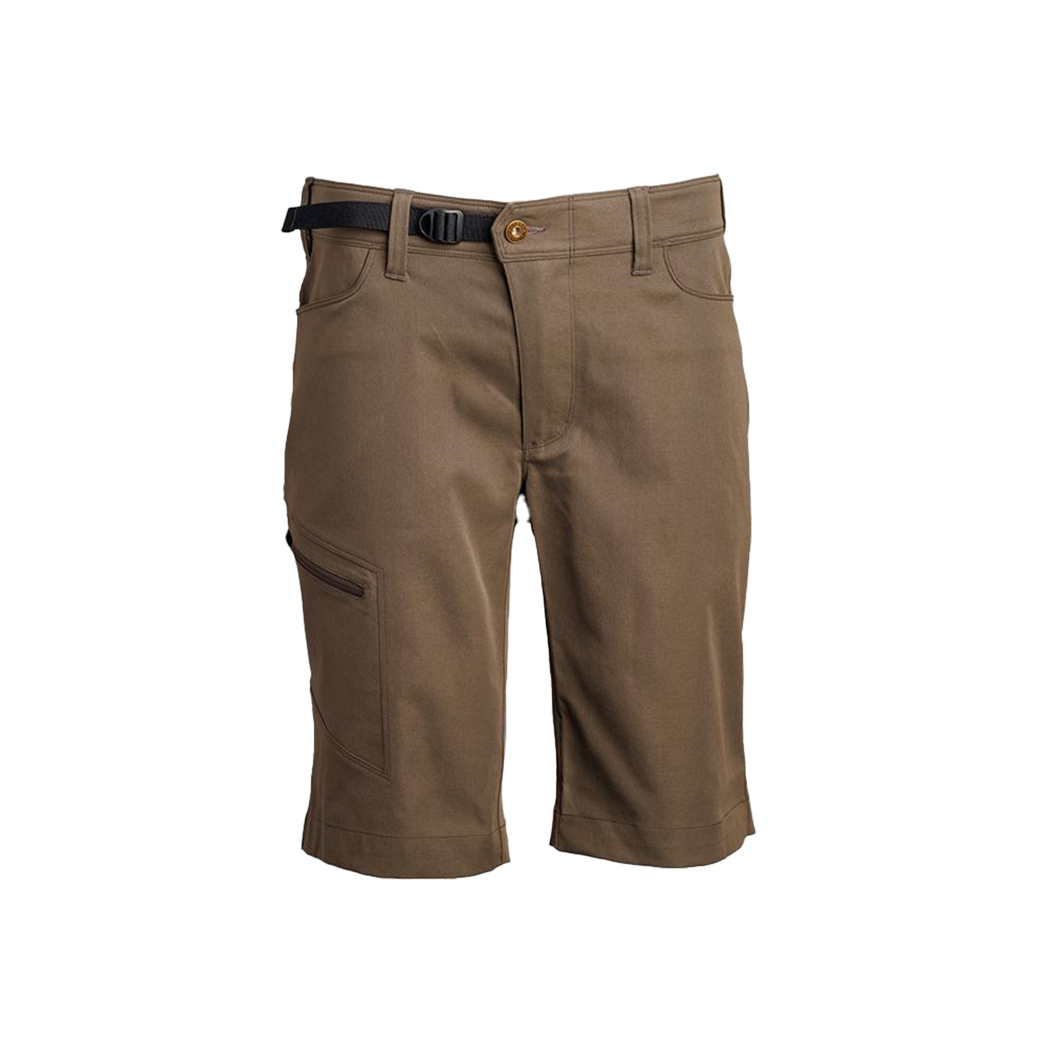 front view of men's brown hiking shorts
