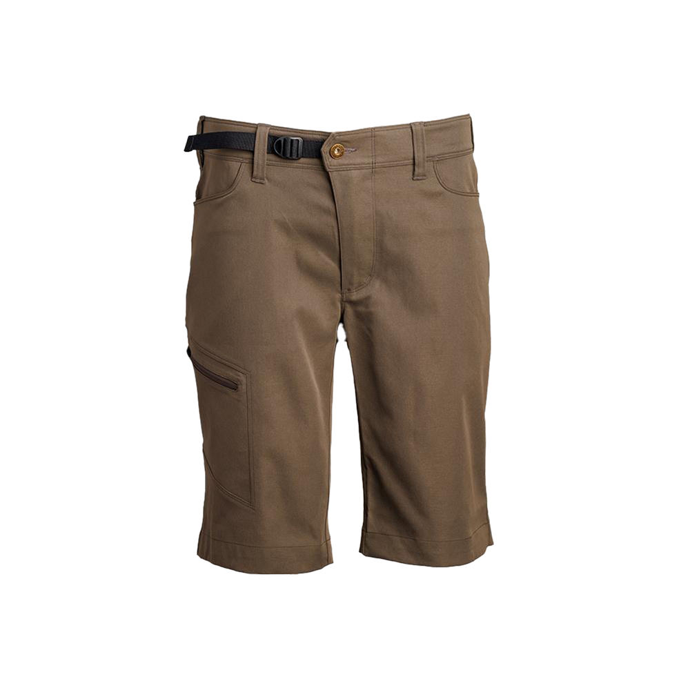 front view of men's brown hiking shorts