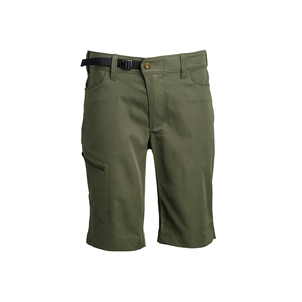 front view of men's green hiking shorts