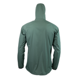 rear view of green ultralight windbreaker jacket - no background