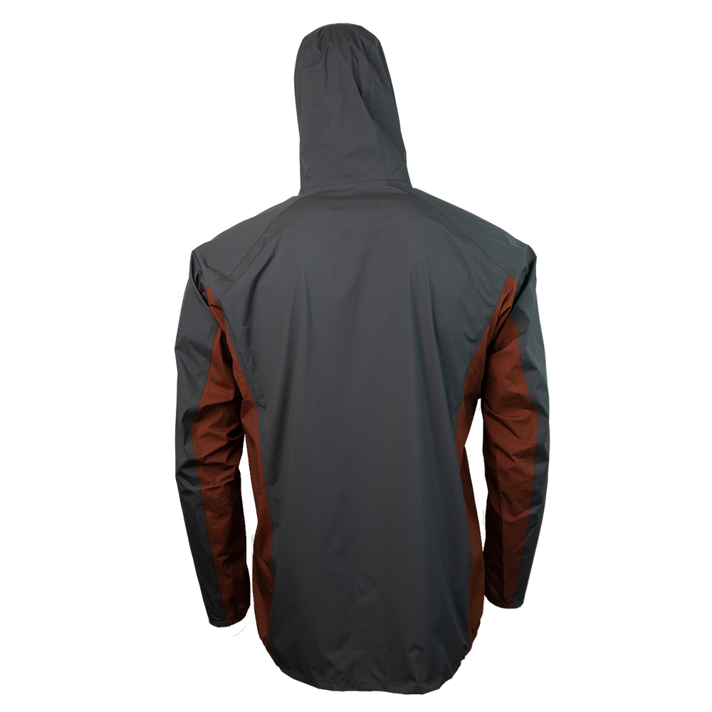 rear view of men's ultralight rain jacket
