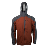 front view of men's red & gray ultralight rain jacket