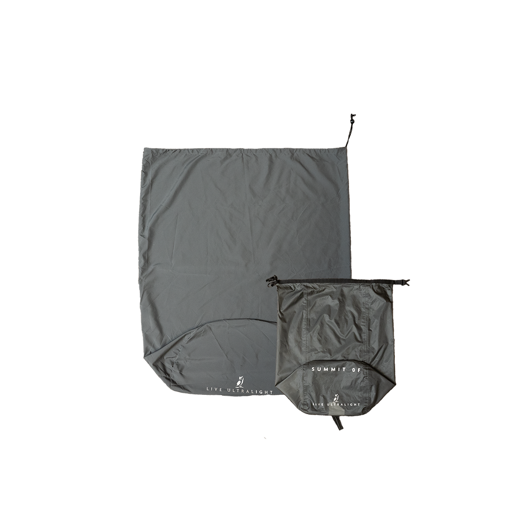 front view of empty storage sack & compression bag for down sleeping bag
