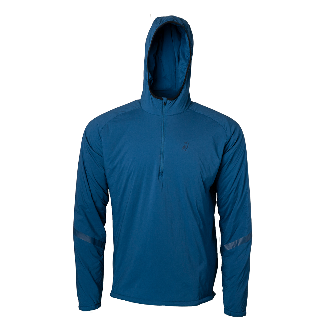 men's blue active mid layer hoodie front view