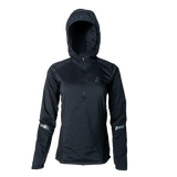 front view of women's black mid layer hoodie
