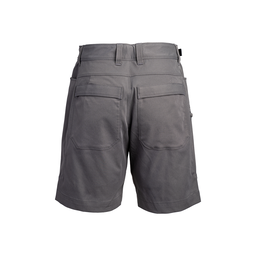 rear view of women's gray hiking shorts