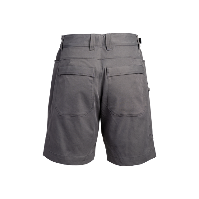 rear view of women's gray hiking shorts