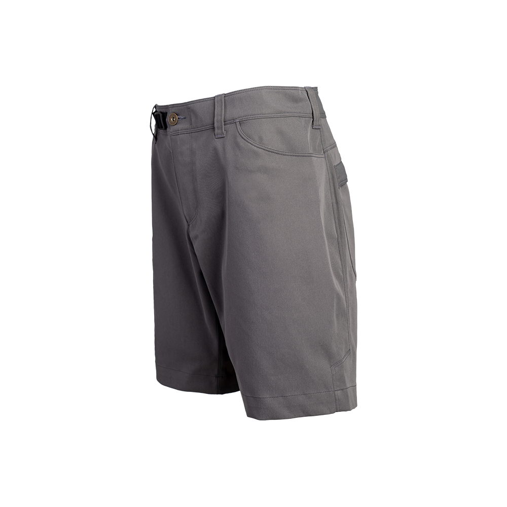 side view of women's gray hiking shorts
