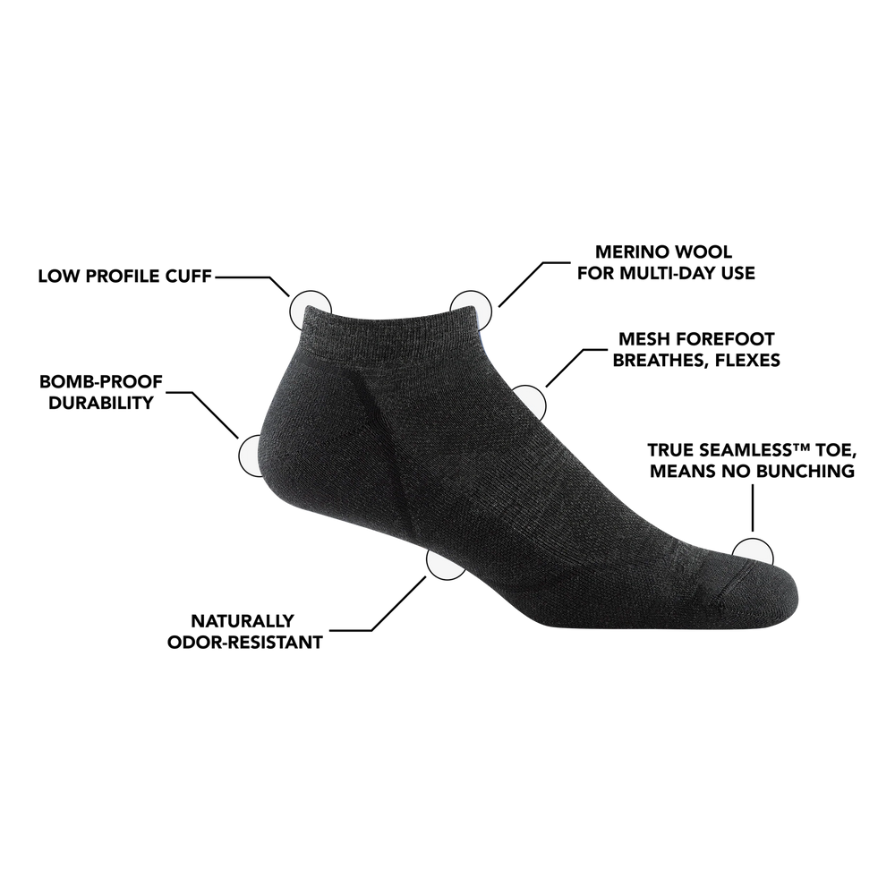 Men's Darn Tough Light Hiker No Show Lightweight Hiking Socks