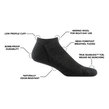 Men's Darn Tough Light Hiker No Show Lightweight Hiking Socks