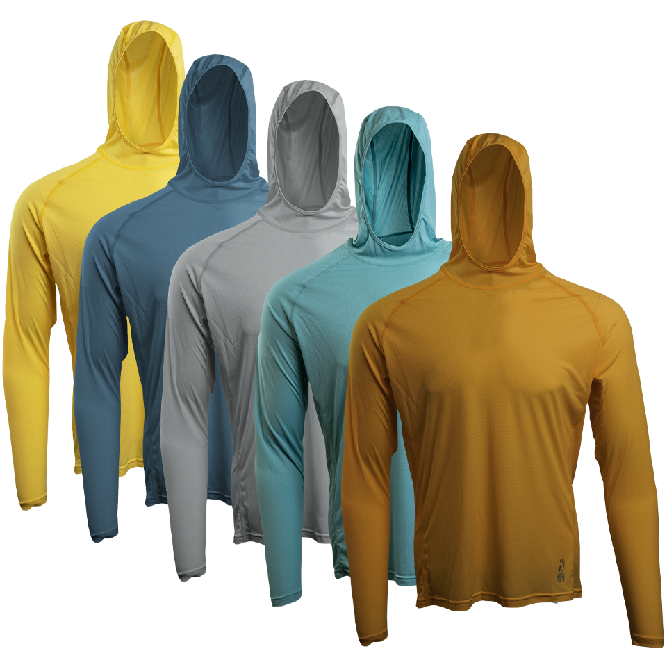 5 different Altitude Sun Hoodie colors lined up, overlapping.