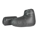 Ultralight down camp booties with included stuff sack for backpacking insulation