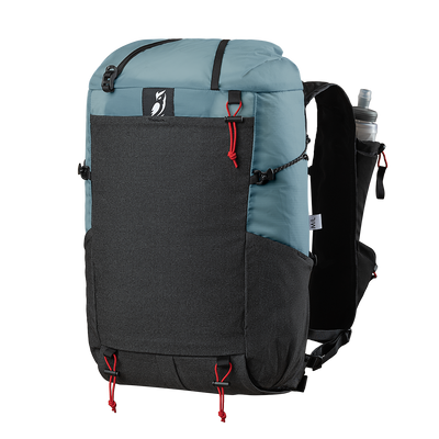 Blue and black fastpack with visible brand logo