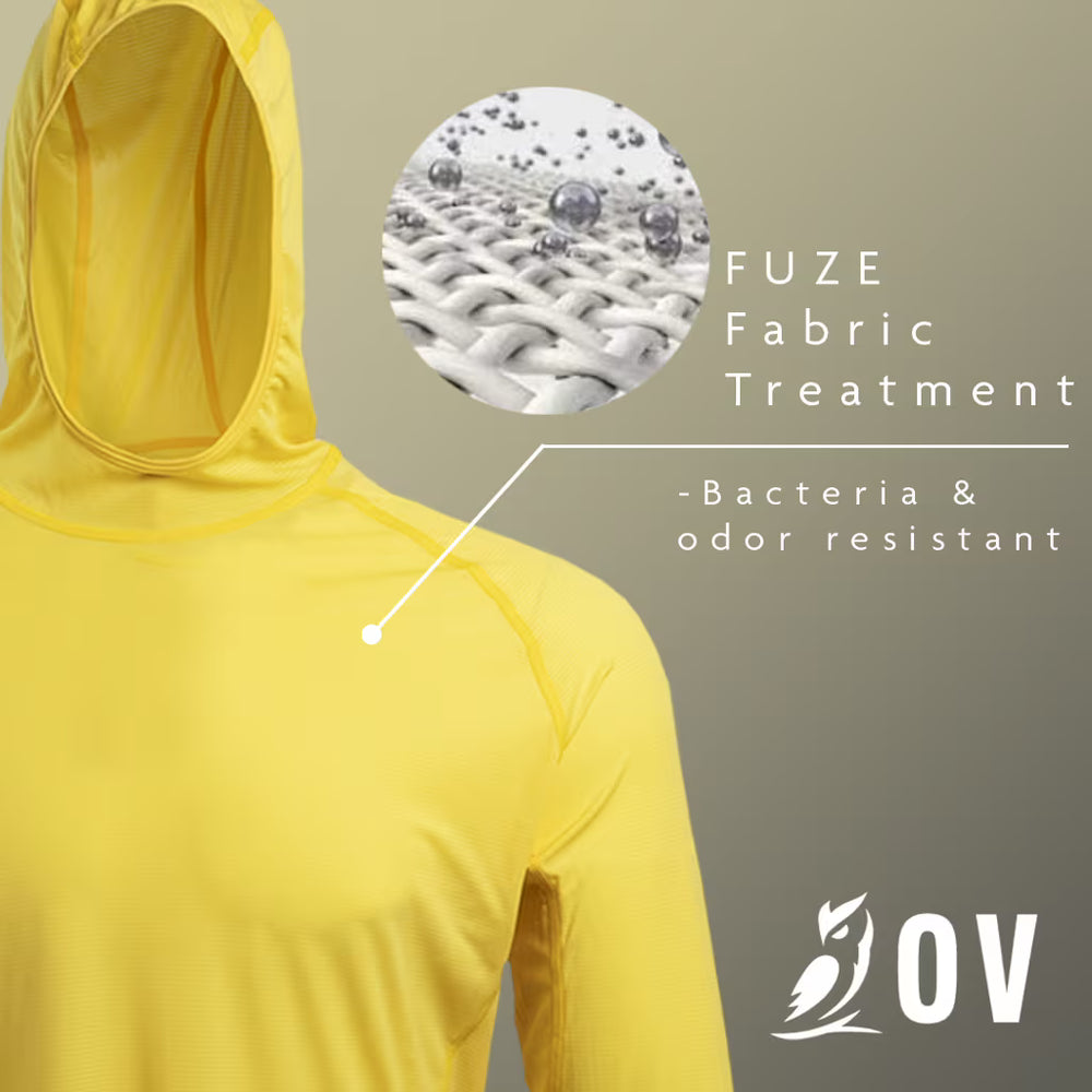 4 oz moisture-wicking sun hoodie with FUZE antimicrobial silver treatment - great shirt for backpacking