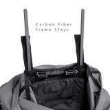 Top view of the Shadowlight 60 backpack interior showing removable carbon fiber frame stays for support and structure.