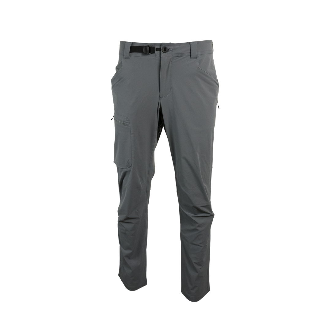 close front view of gray hiking pants for men