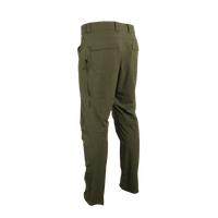 rear side view of men's green hiking pants
