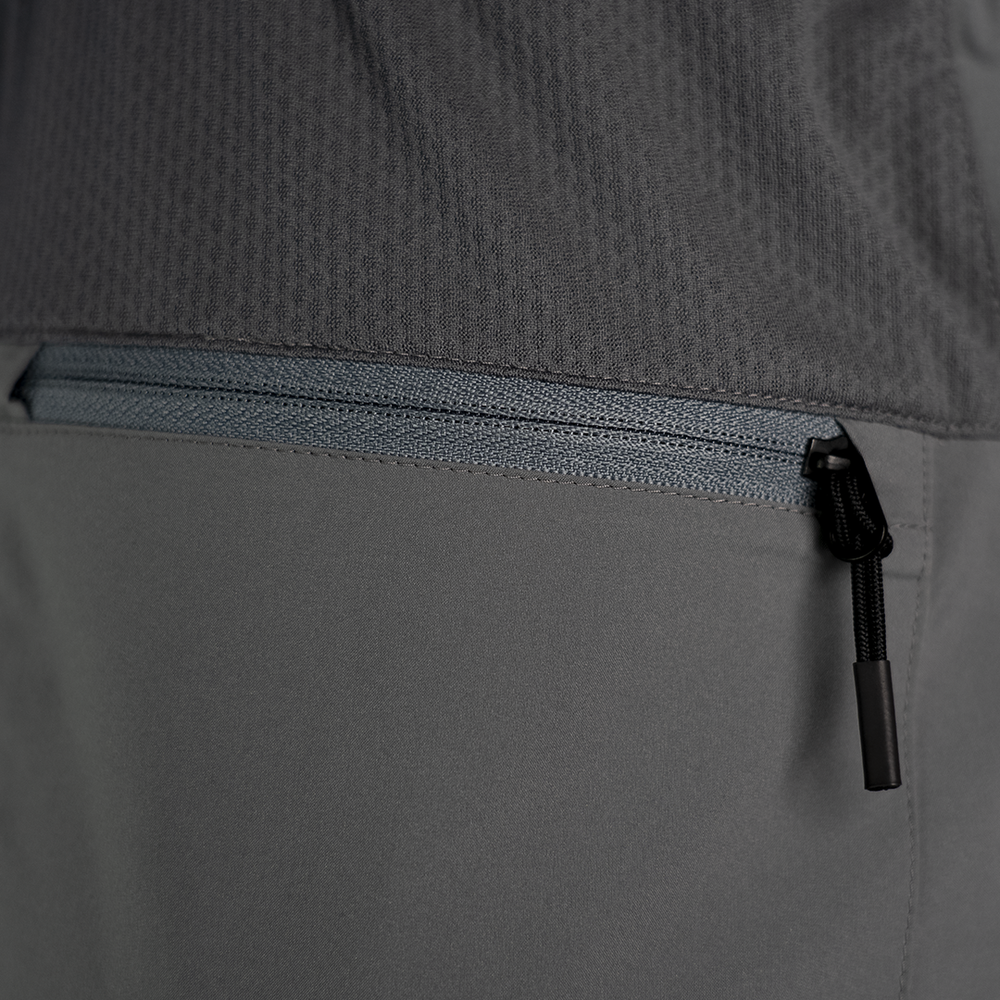 close view of YKK zippered rear pocket