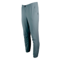 front view of men's blue jogger pants with adjustable cinch cord on the waist