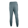 rear view of men's blue trail pants with elastic cuffs