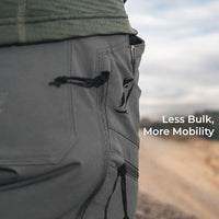 close view of OV logo and pocket configuration of lightweight backpacking pants