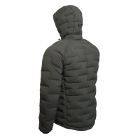 Outdoor Vitals Vantage Alpine Down Jacket in Chimera gray – left angled side view highlighting zero stitch baffle structure