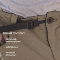 close view of built-in cam-lock belt tensioner on Altura Dynamic Pants